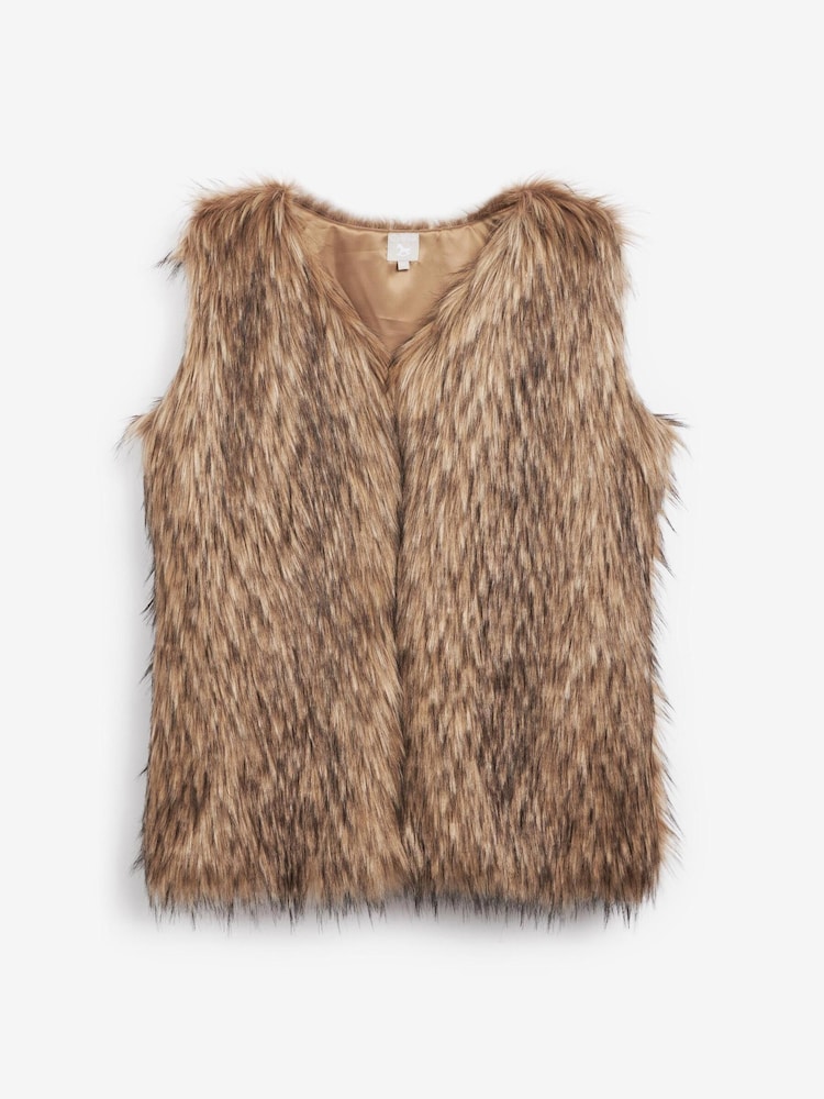 The Little Tailor Brown Ladies Faux-Fur Gilet - Image 1 of 3 The Little Tailor Brown Ladies Faux-Fur Gilet - Image 1 of 3
