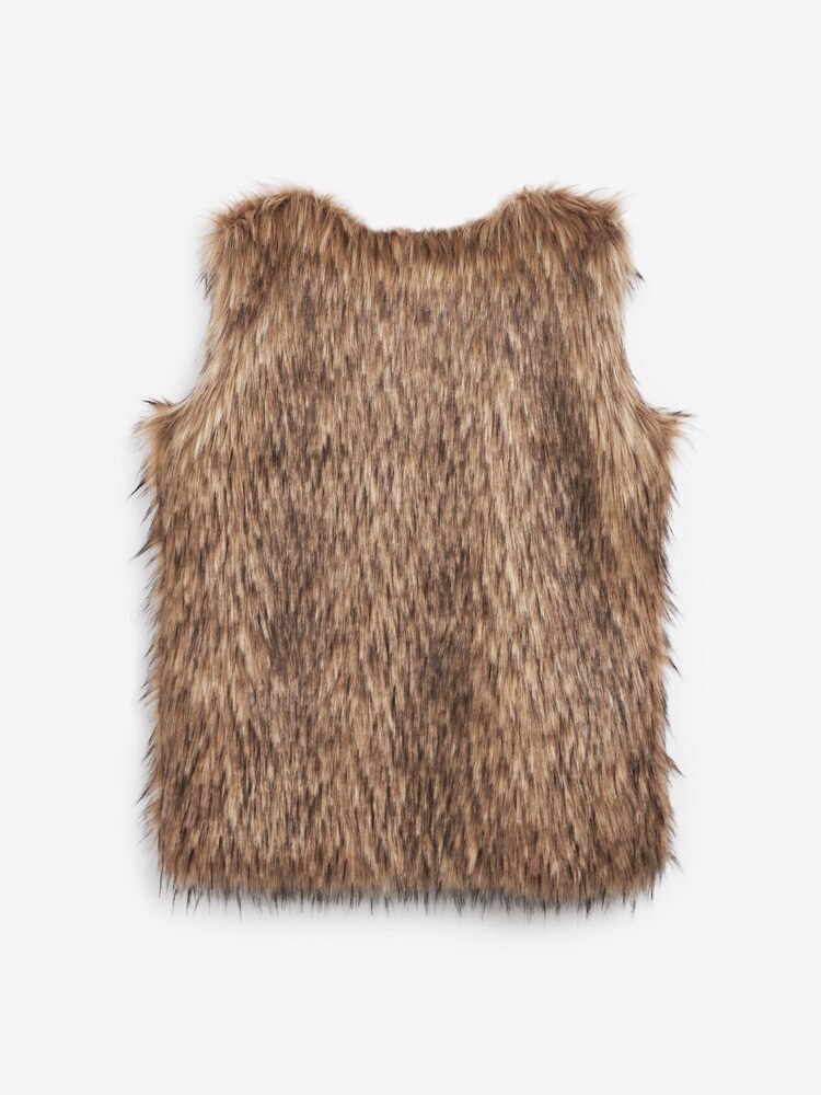 The Little Tailor Brown Ladies Faux-Fur Gilet - Image 2 of 3
