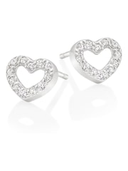 Beaverbrooks Silver Cubic Zirconia Heart Stud Earrings - Image 1 of 1