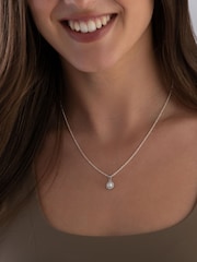 Beaverbrooks Sterling Silver Cubic Zirconia Freshwater Cultured Pearl Pendant - Image 2 of 3