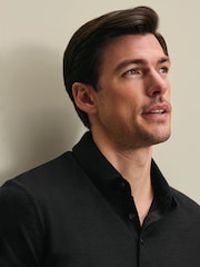 Charles Tyrwhitt Black 100% Linen Polo Shirt - Image 3 of 7