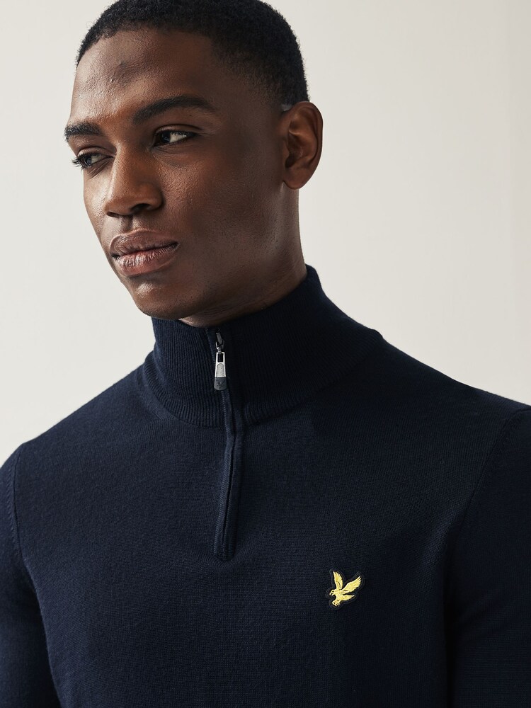 Lyle & Scott Navy Blue Golf Quarter Zip Pullover Jumper - Image 4 of 9