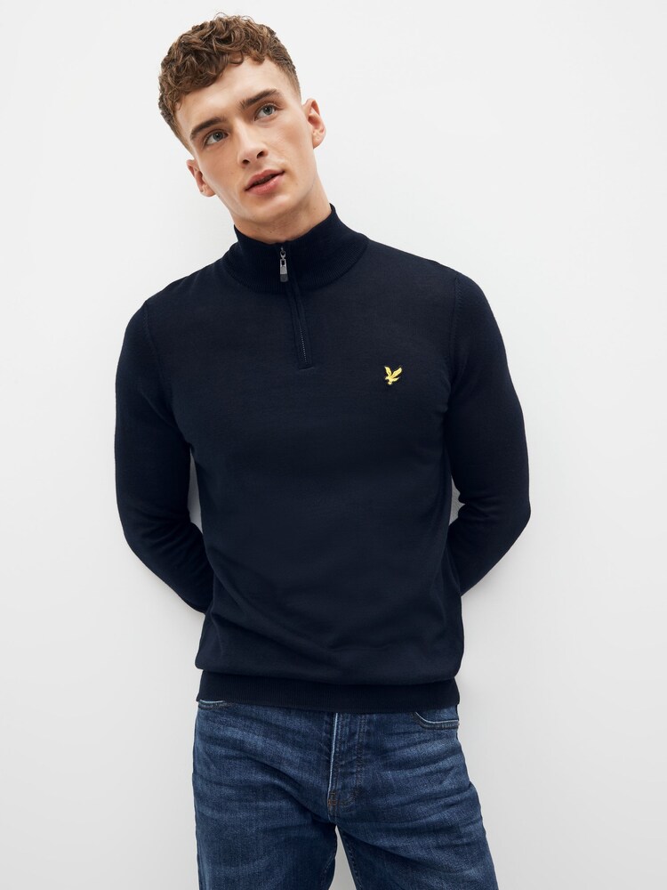 Lyle & Scott Navy Blue Golf Quarter Zip Pullover Jumper - Image 5 of 9