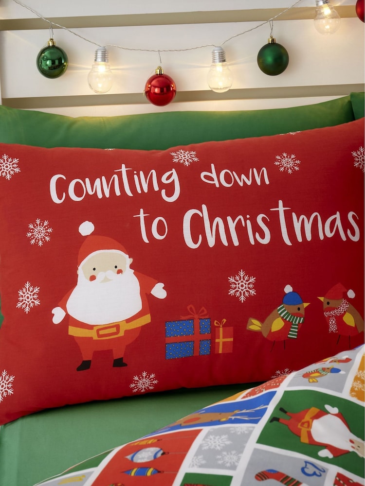 Catherine Lansfield Red Christmas Countdown Duvet Cover and Pillowcase Set - Image 2 of 4
