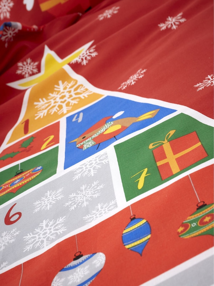 Catherine Lansfield Red Christmas Countdown Duvet Cover and Pillowcase Set - Image 3 of 4