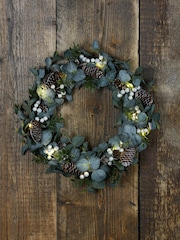 Laura Ashley Green Eucalyptus Leaf LED Wreath Small - Image 1 of 4