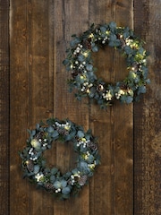 Laura Ashley Green Eucalyptus Leaf LED Wreath Small - Image 2 of 4