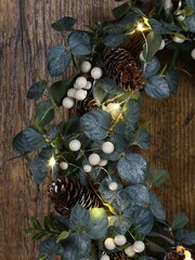 Laura Ashley Green Eucalyptus Leaf LED Wreath Small - Image 3 of 4