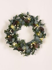 Laura Ashley Green Eucalyptus Leaf LED Wreath Small - Image 4 of 4