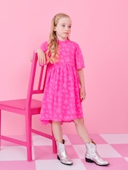 Bright Pink Star Jacquard Party Dress (3-16yrs) - Image 5 of 7