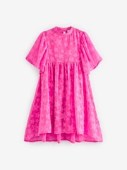 Bright Pink Star Jacquard Party Dress (3-16yrs) - Image 6 of 7