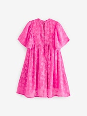 Bright Pink Star Jacquard Party Dress (3-16yrs) - Image 7 of 7