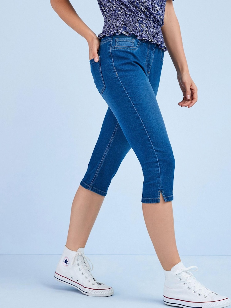 Dark Blue Pedal Pusher Cropped Jeans - Image 1 of 5