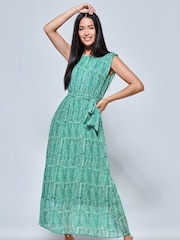 Jolie Moi Green Hollyn Pleated Chiffon Maxi Dress - Image 1 of 5