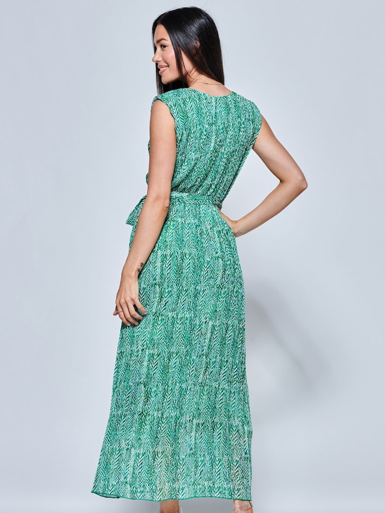 Jolie Moi Green Hollyn Pleated Chiffon Maxi Dress - Image 2 of 5
