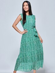 Jolie Moi Green Hollyn Pleated Chiffon Maxi Dress - Image 3 of 5