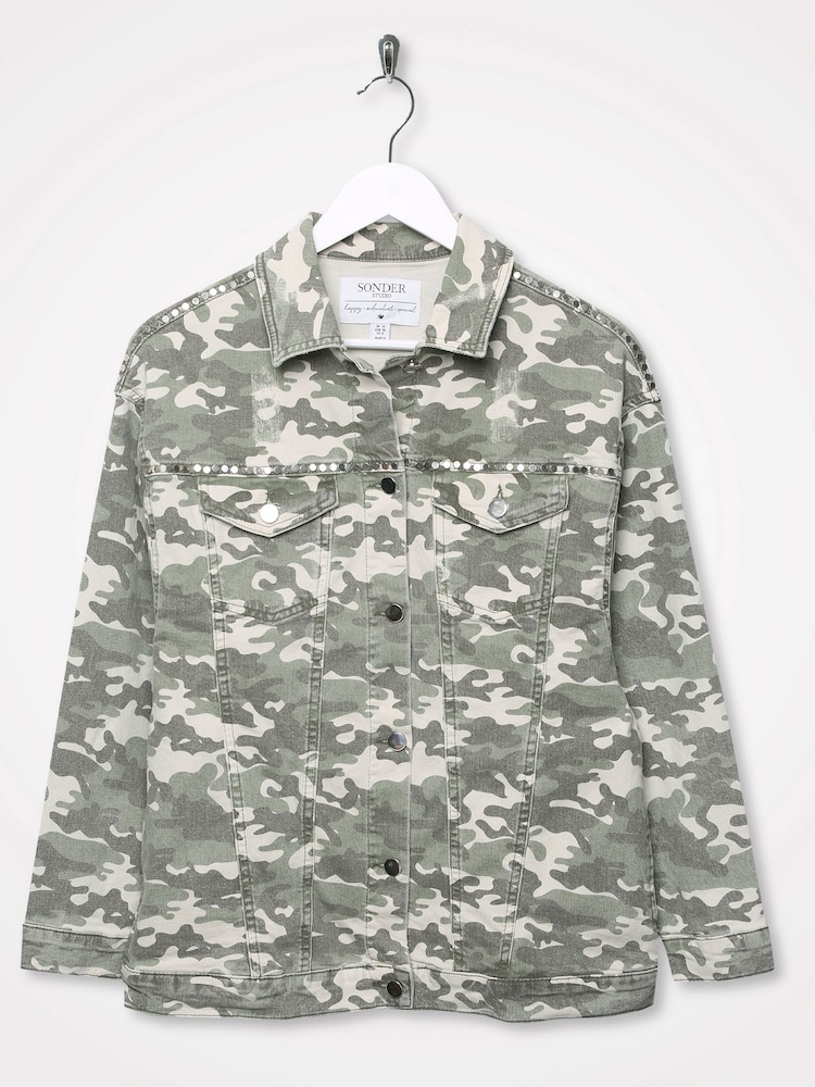 Sonder Studio Camo Studded Denim Jacket - Image 3 of 5