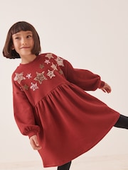 Chocolate Brown Sequin Cosy Long Sleeve Dress (3-16yrs) - Image 1 of 7