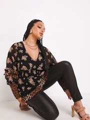 Simply Be Natural Shirred Peplum Top - Image 2 of 4