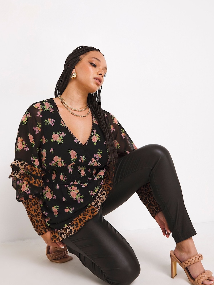 Simply Be Natural Shirred Peplum Top - Image 2 of 4