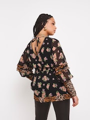 Simply Be Natural Shirred Peplum Top - Image 3 of 4