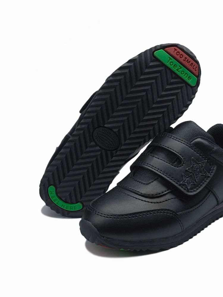 Chaussures pour l'école ToeZone noires à une lanière et à motifs étoiles - Image 3 of 5