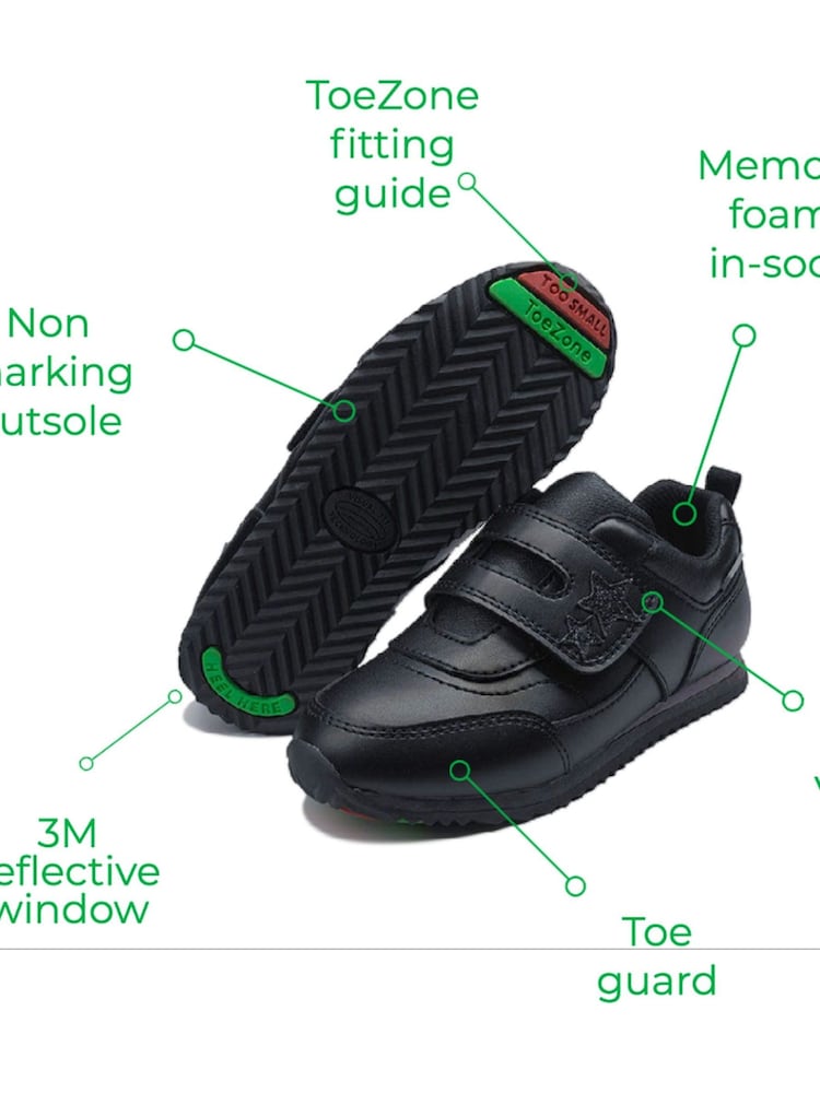 Chaussures pour l'école ToeZone noires à une lanière et à motifs étoiles - Image 4 of 5