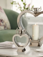 Silver Heart Metal Mini Lantern Candle Holder - Image 1 of 6