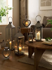 Silver Heart Metal Mini Lantern Candle Holder - Image 4 of 6