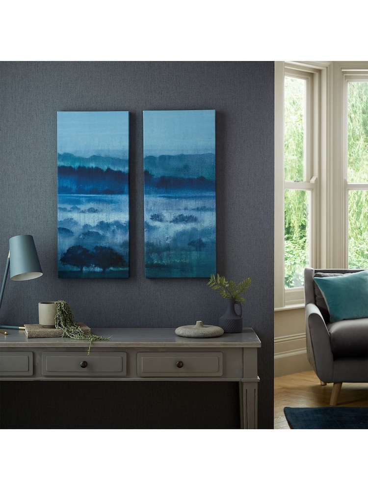 Art For The Home Set of 2 Blue Hazy Fields Canvases - Image 1 of 1