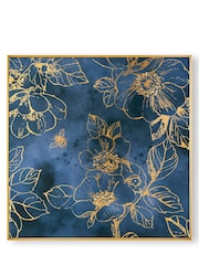Art For The Home Blue Golden Blooms Box Framed Canvas - Image 2 of 4