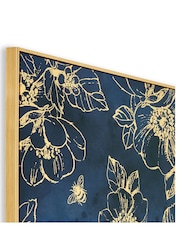 Art For The Home Blue Golden Blooms Box Framed Canvas - Image 4 of 4