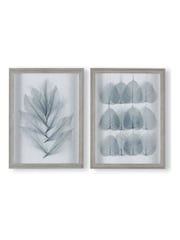 Art For The Home Set of 2 Blue Delicate Leaves Framed Art - Image 2 of 5