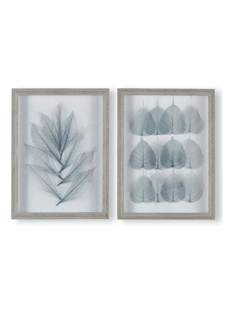 Art For The Home Set of 2 Blue Delicate Leaves Framed Art - Image 2 of 5