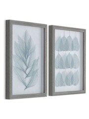 Art For The Home Set of 2 Blue Delicate Leaves Framed Art - Image 3 of 5