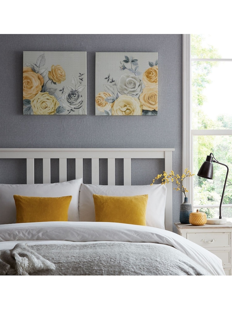Art For The Home Set of 2 Yellow Romantic Roses Canvases - Image 1 of 1