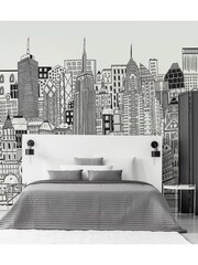 Art For The Home White City Sketch Chalk 3M Mural - Image 1 of 4