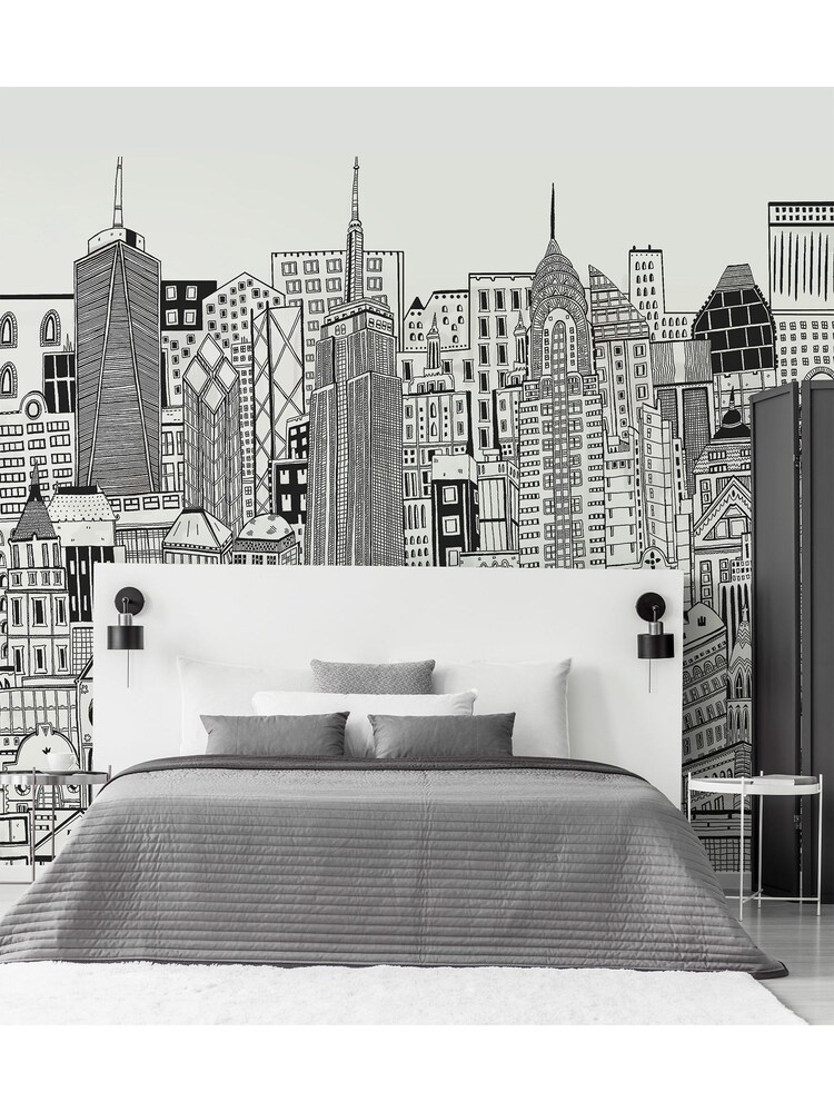 Art For The Home White City Sketch Chalk 3M Mural - Image 1 of 4
