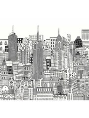 Art For The Home White City Sketch Chalk 3M Mural - Image 2 of 4