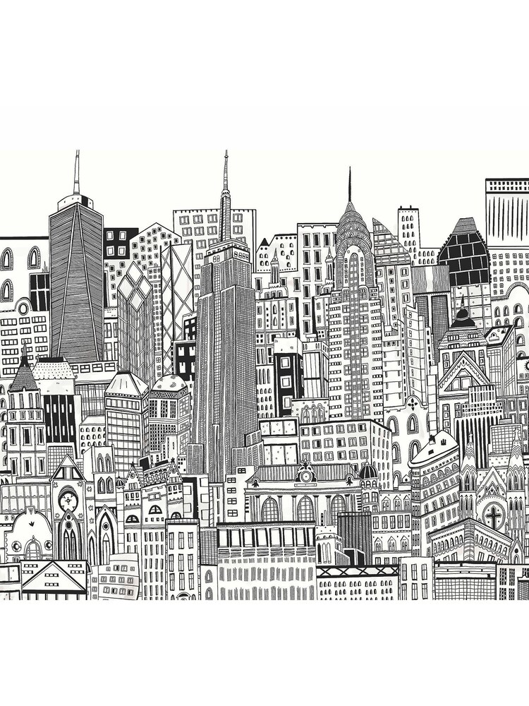 Art For The Home White City Sketch Chalk 3M Mural - Image 2 of 4