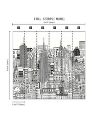 Art For The Home White City Sketch Chalk 3M Mural - Image 4 of 4