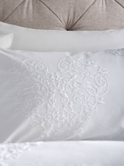 White Heart Embossed Duvet Cover and Pillowcase Set - Image 3 of 5