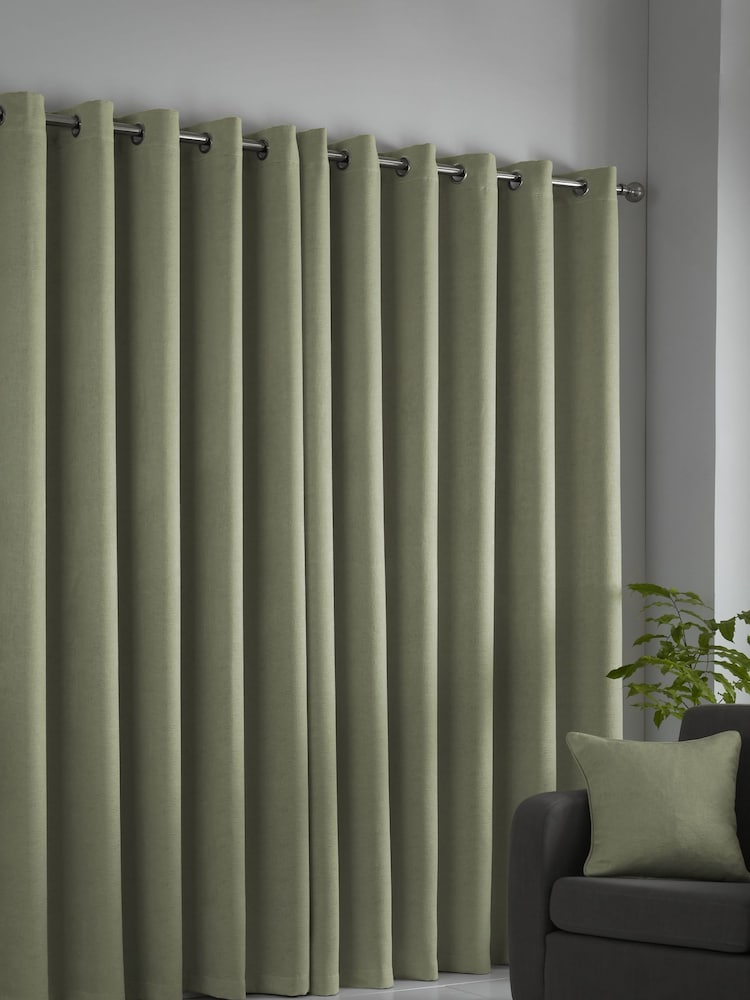Fusion Strata Room Darkening Woven Pair of Eyelet Curtains - Image 2 of 4