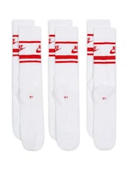 Nike White/Red Sportswear Everyday Essential White Crew Socks 3 Pack - Image 3 of 4
