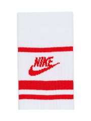 Nike White/Red Sportswear Everyday Essential White Crew Socks 3 Pack - Image 4 of 4