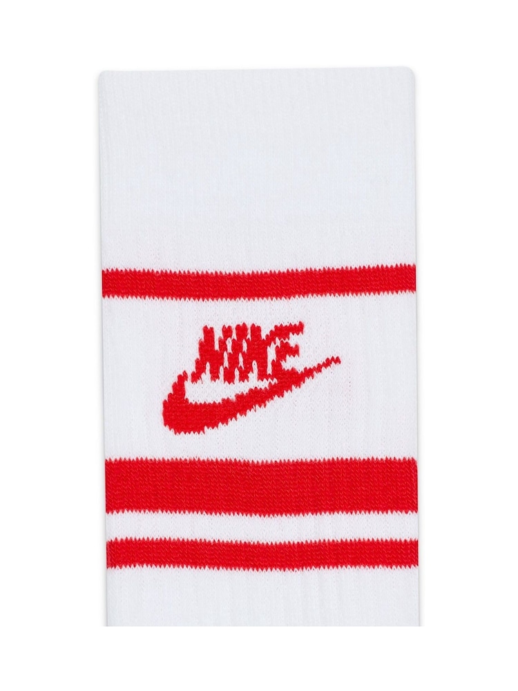 Nike White/Red Sportswear Everyday Essential White Crew Socks 3 Pack - Image 4 of 4