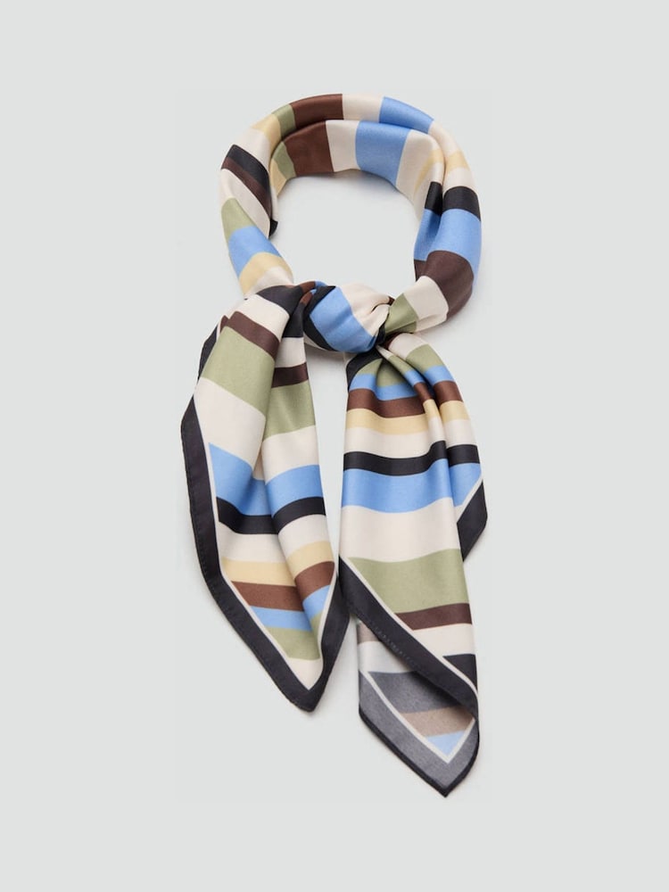 Mango Green Silky Patterned Scarf - Image 1 of 4