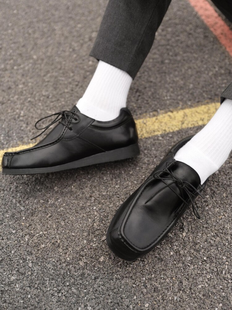 Schuh Black Reid Leather Moccasin Shoes - Image 1 of 8