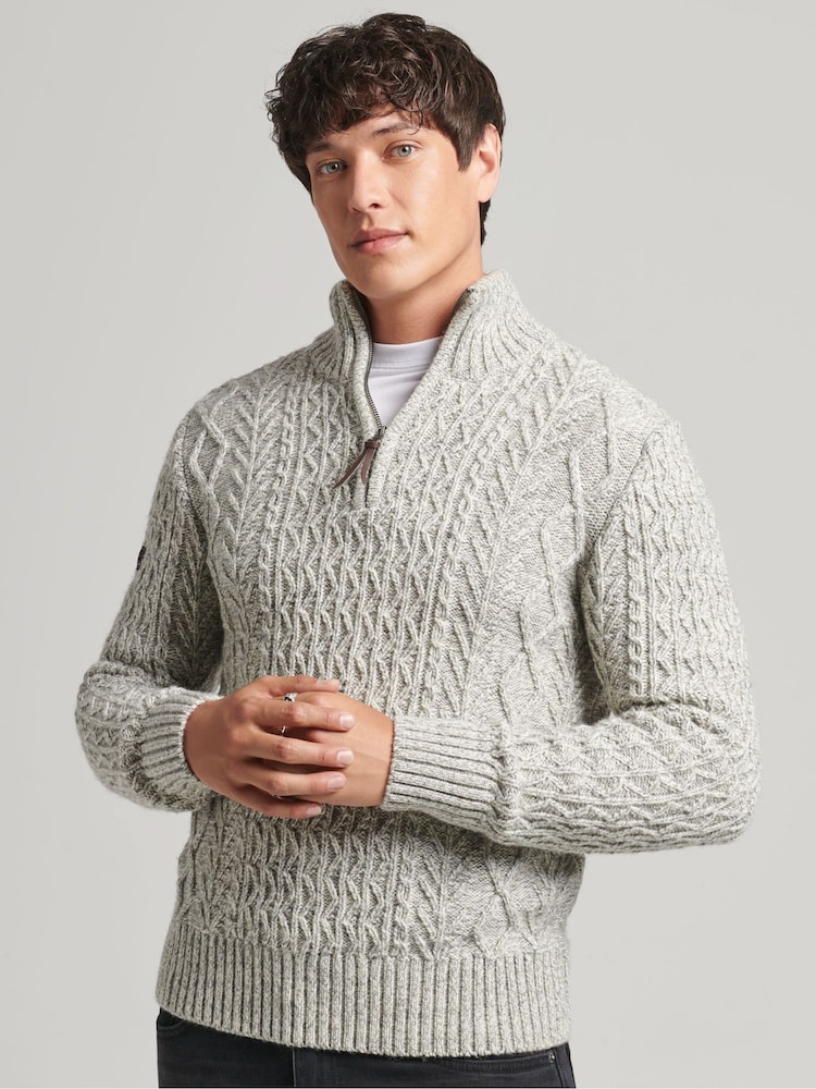 Superdry Grey Marl Jacob Henley Jumper - Image 1 of 6
