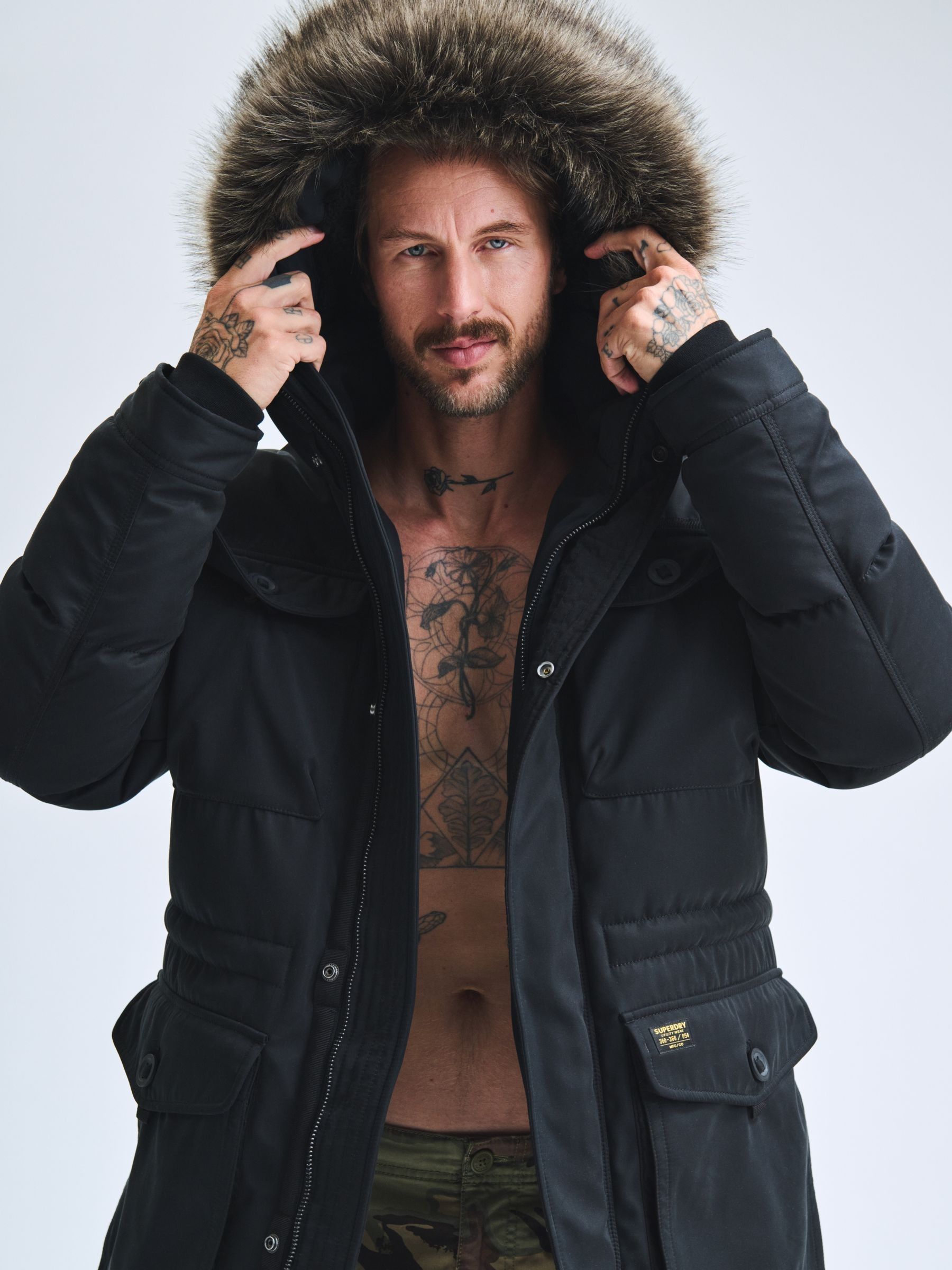 Superdry everest parka black cheap